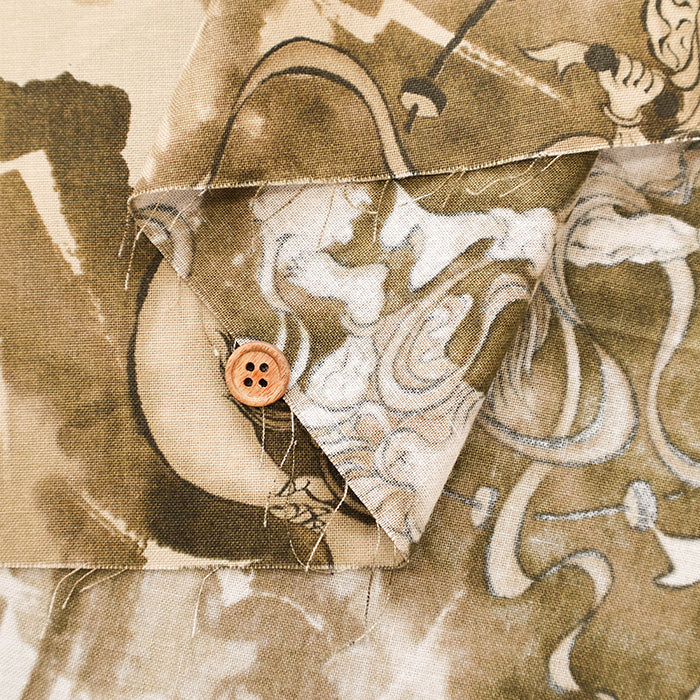 Cotton Muslin Printed Fabric - Quilt Gate - God of Wind and God of Thunder - nomura tailor