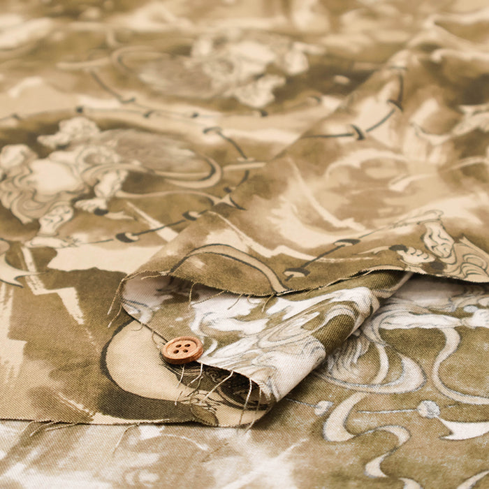 Cotton Muslin Printed Fabric - Quilt Gate - God of Wind and God of Thunder - nomura tailor