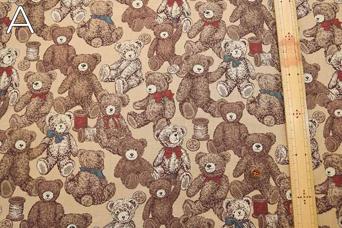 Cotton sheeting print fabric un/no Bear - nomura tailor