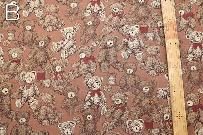 Cotton sheeting print fabric un/no Bear - nomura tailor