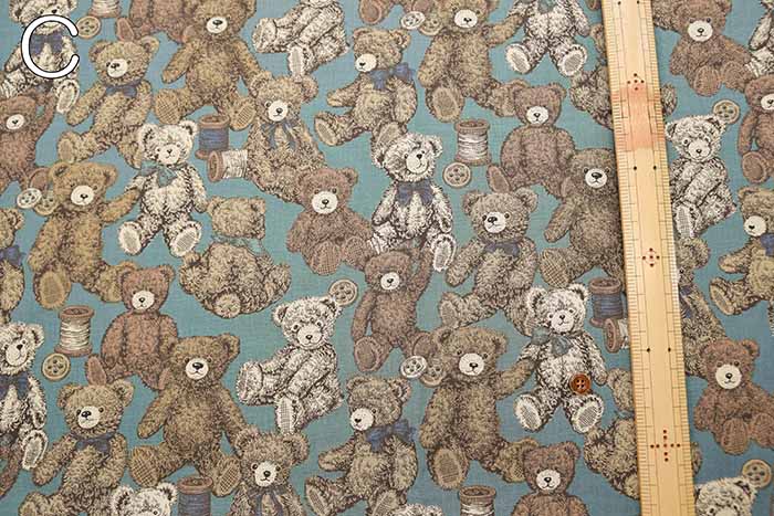 Cotton sheeting print fabric un/no Bear - nomura tailor