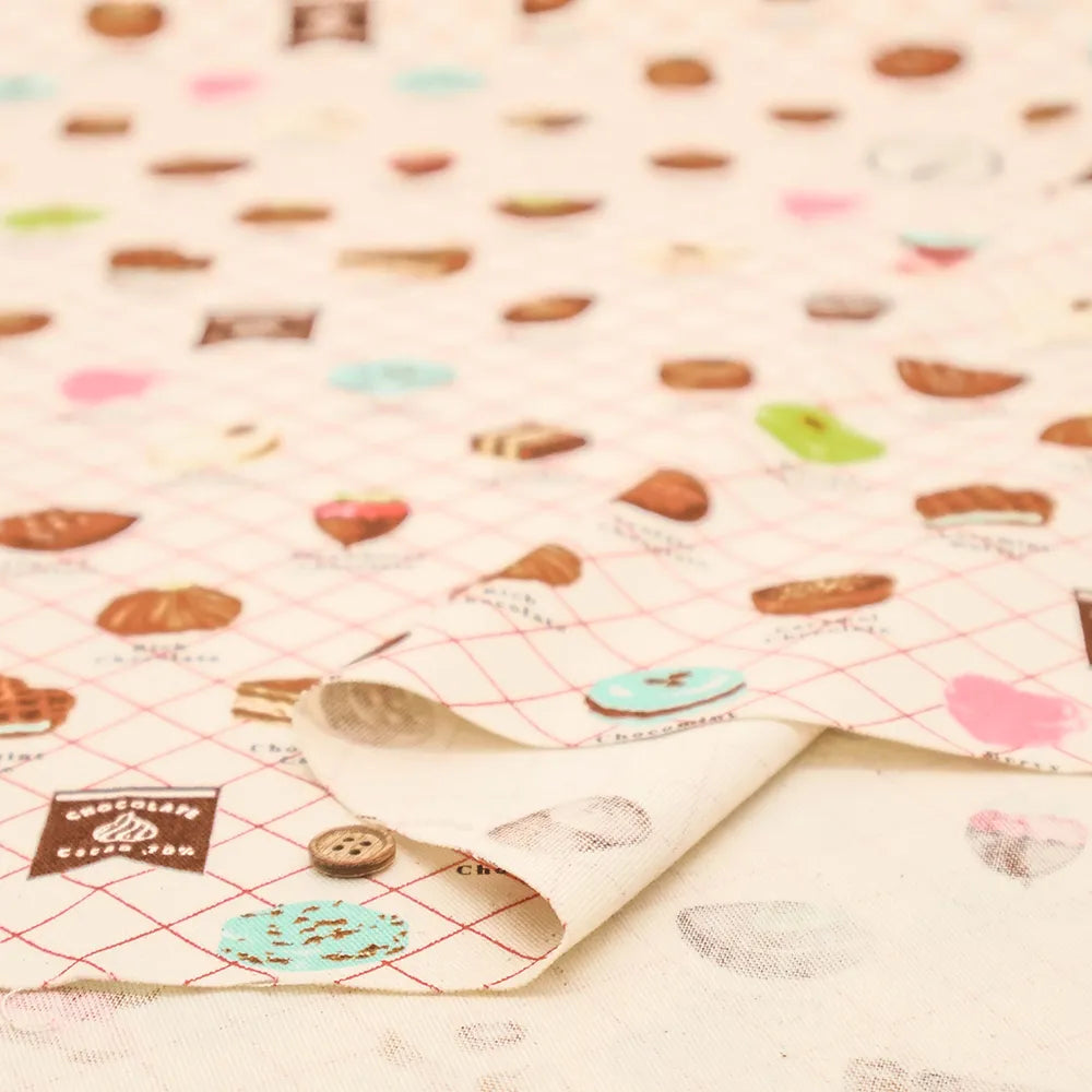 Cotton Oxford Printed Fabric チョコレートⅠ - nomura tailor