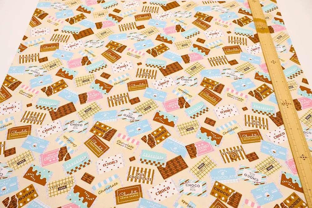 Cotton Oxford Printed Fabric チョコレートⅡ - nomura tailor