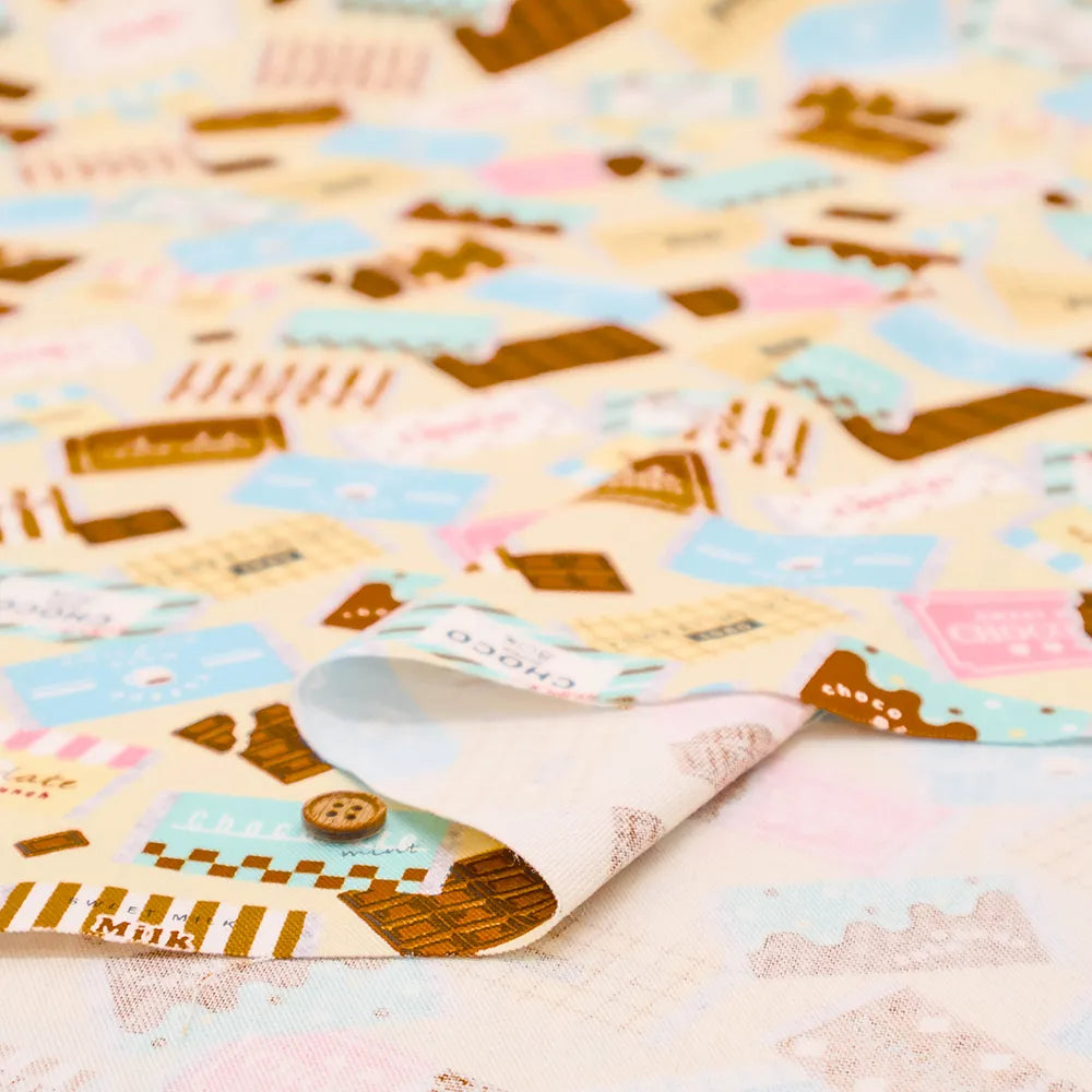 Cotton Oxford Printed Fabric チョコレートⅡ - nomura tailor