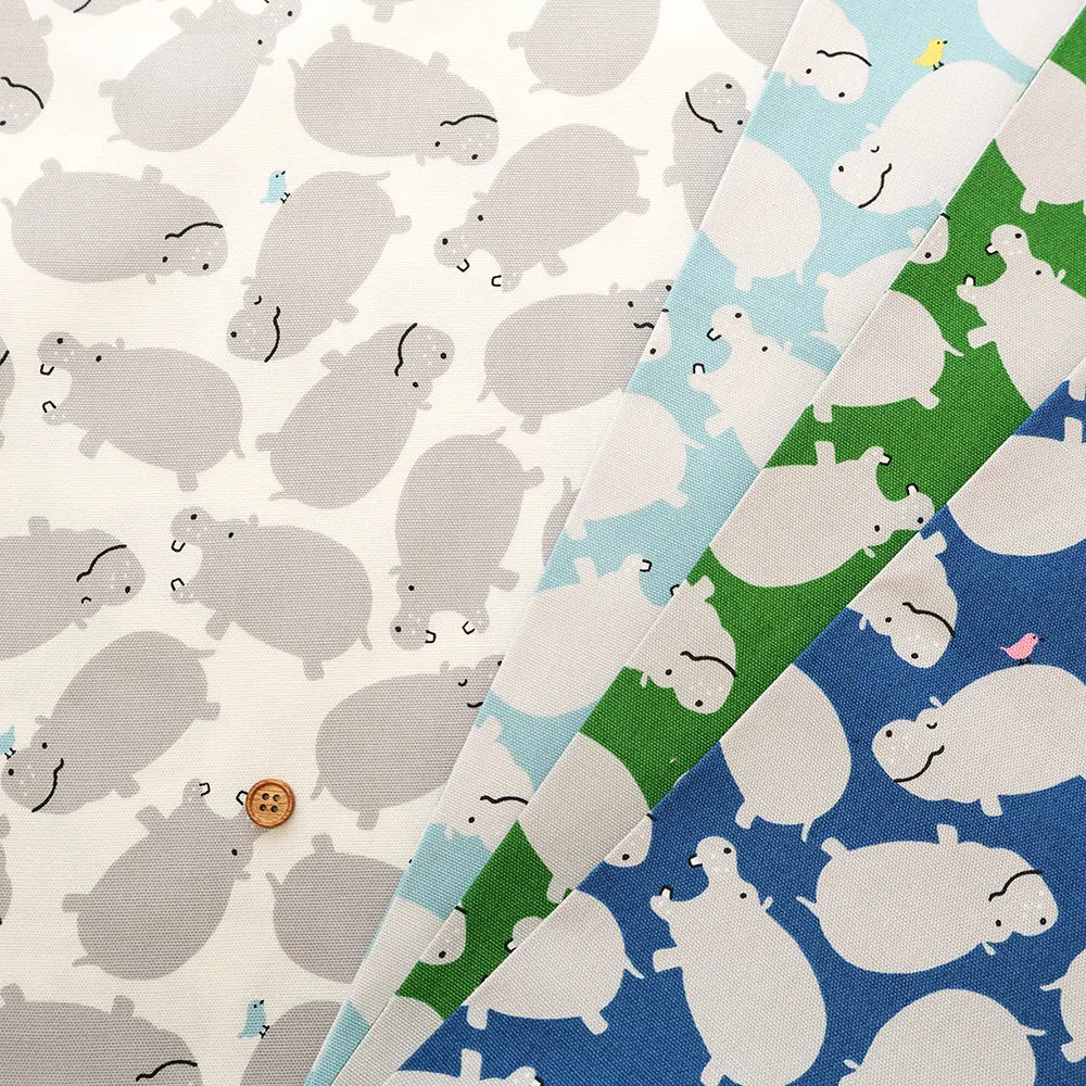 Cotton Oxford Printed Fabric - Hippopotamus - nomura tailor