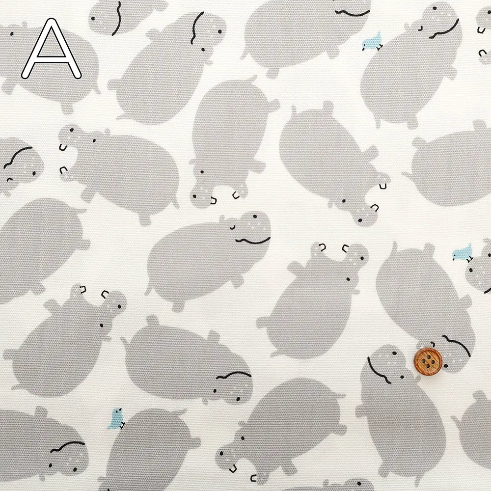 Cotton Oxford Printed Fabric - Hippopotamus - nomura tailor