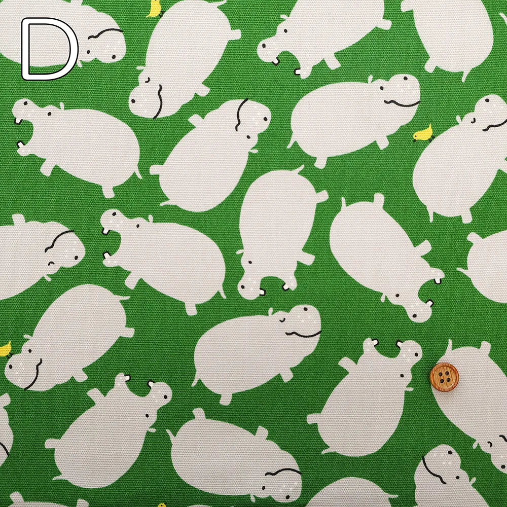 Cotton Oxford Printed Fabric - Hippopotamus - nomura tailor