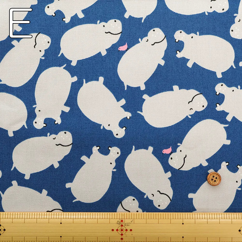 Cotton Oxford Printed Fabric - Hippopotamus - nomura tailor