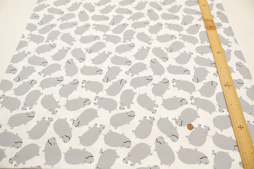 Cotton Oxford Printed Fabric - Hippopotamus - nomura tailor