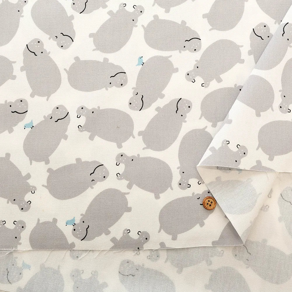 Cotton Oxford Printed Fabric - Hippopotamus - nomura tailor