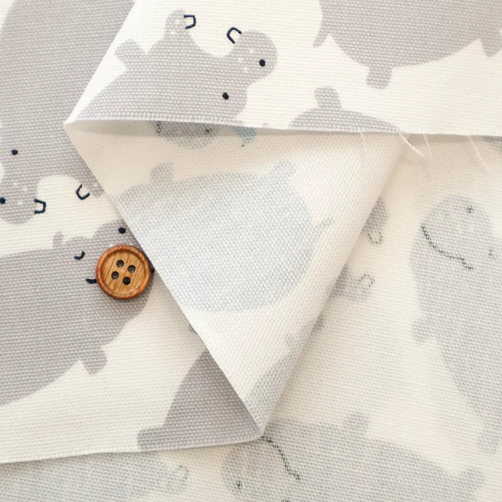 Cotton Oxford Printed Fabric - Hippopotamus - nomura tailor