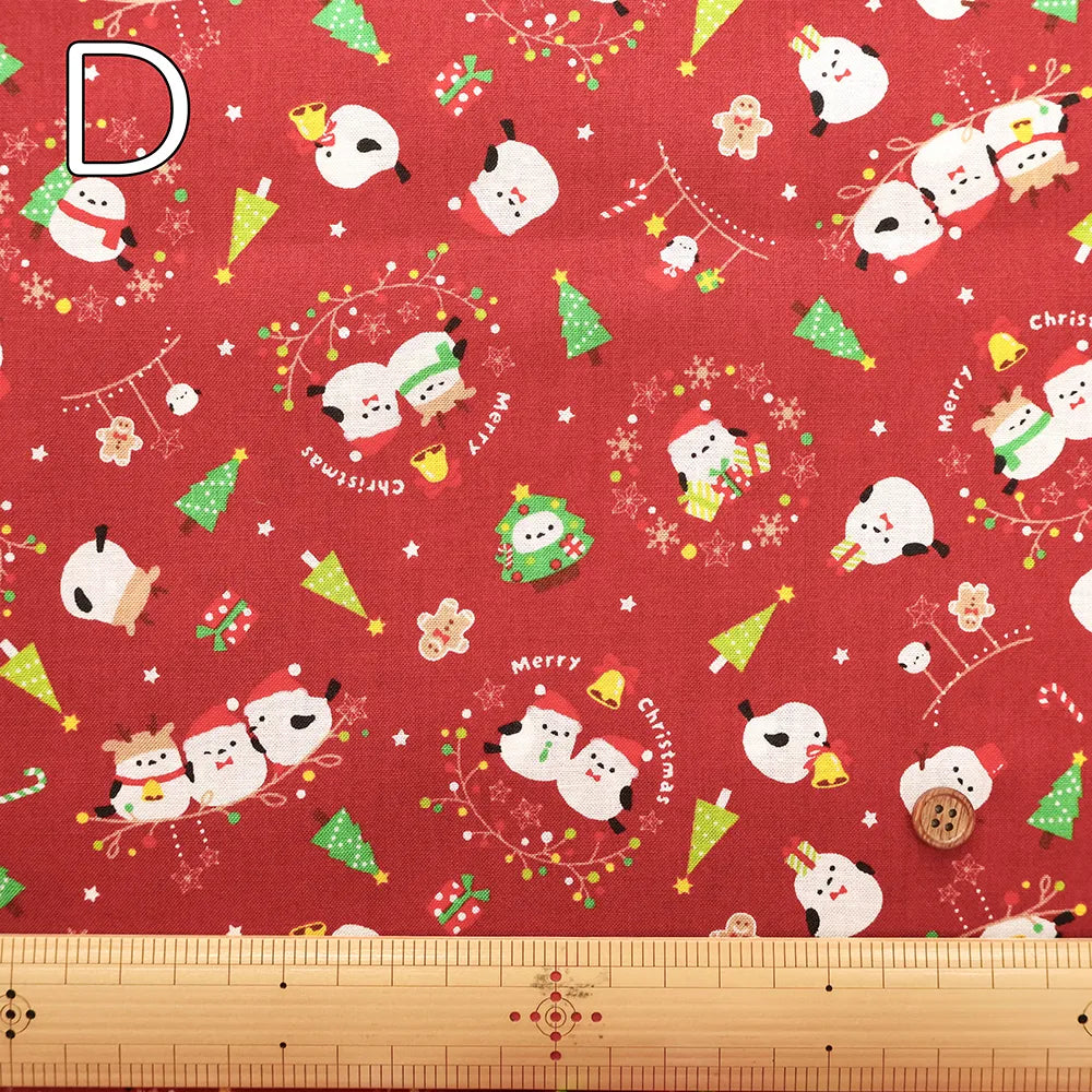 Cotton Sheeting printed Fabric - Long-tailed Tits Christmas - nomura tailor