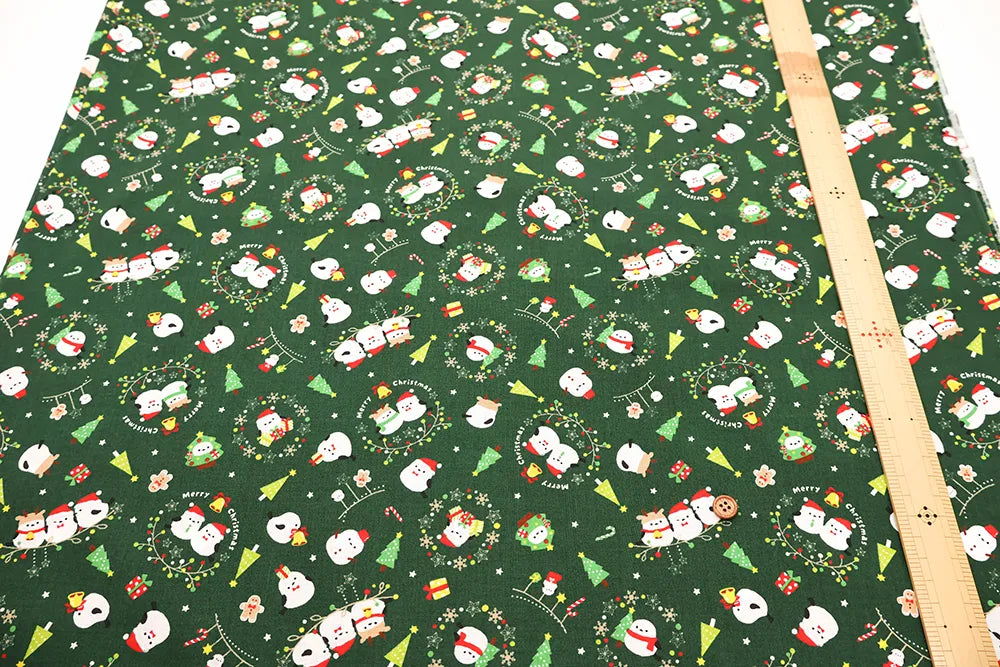 Cotton Sheeting printed Fabric - Long-tailed Tits Christmas - nomura tailor