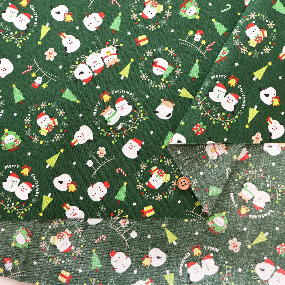 Cotton Sheeting printed Fabric - Long-tailed Tits Christmas - nomura tailor