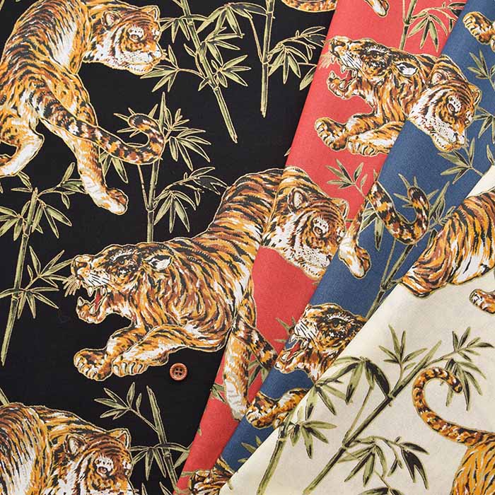 Cotton chinese grame printed fabric Take-Tora - nomura tailor