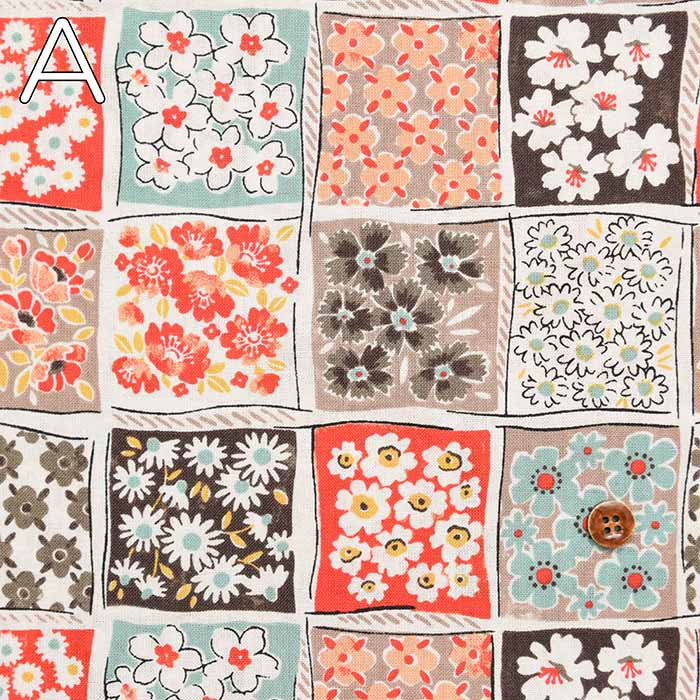 Cotton sheeting print fabric Tile Flower - nomura tailor