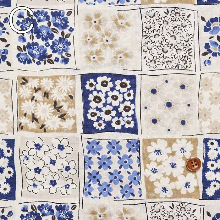 Cotton sheeting print fabric Tile Flower - nomura tailor