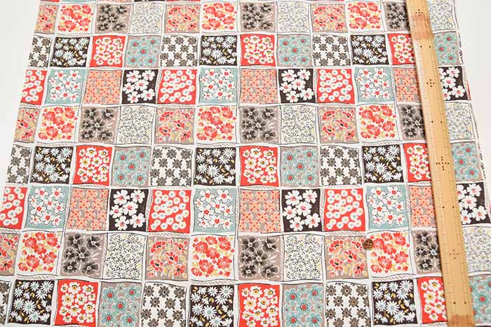 Cotton sheeting print fabric Tile Flower - nomura tailor