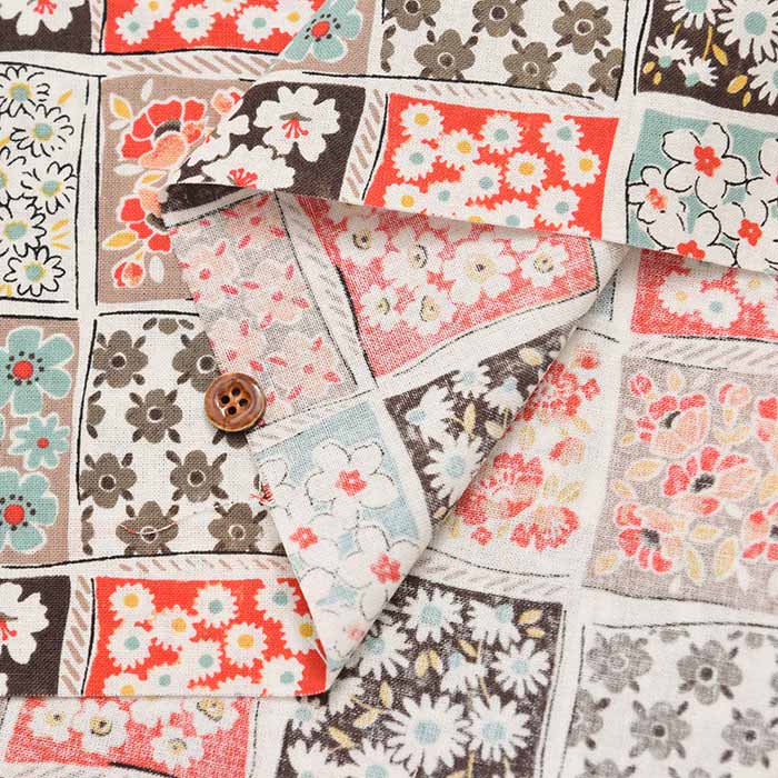 Cotton sheeting print fabric Tile Flower - nomura tailor