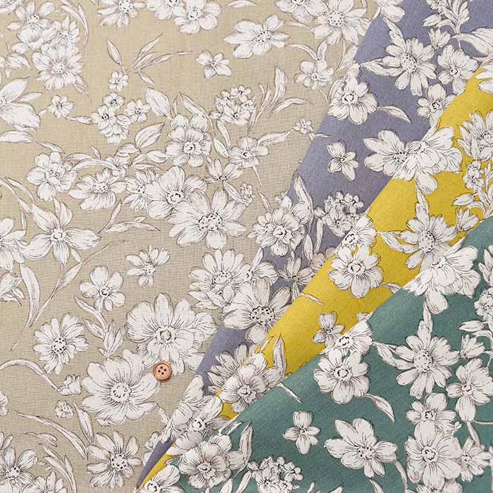 C/L canvas printed fabric Etching flower - nomura tailor