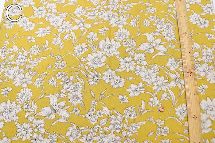 C/L canvas printed fabric Etching flower - nomura tailor