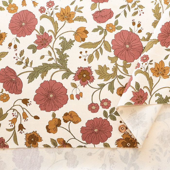 Cotton Oxford Fabric - Antique Flower 1 - nomura tailor