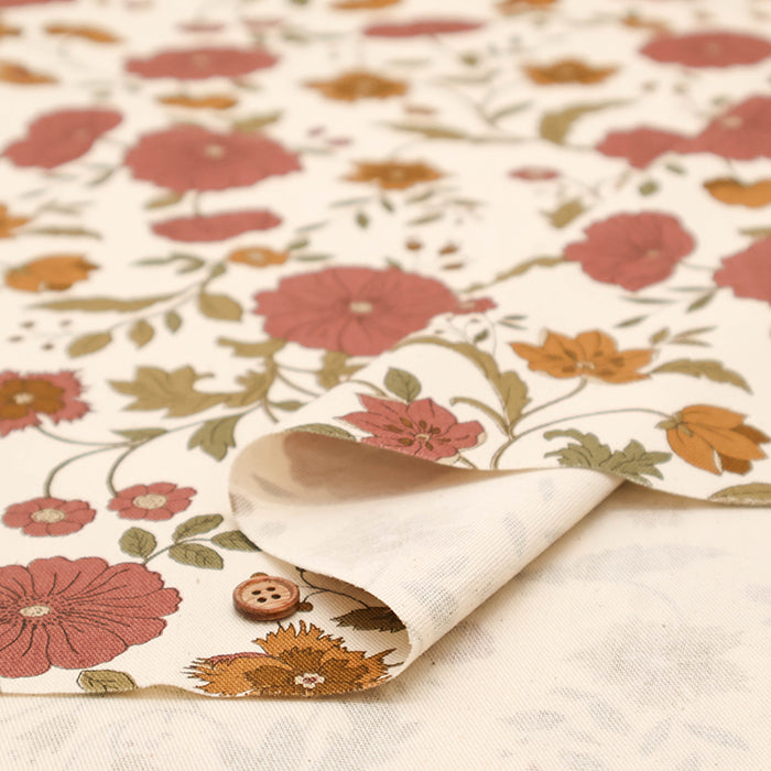 Cotton Oxford Fabric - Antique Flower 1 - nomura tailor