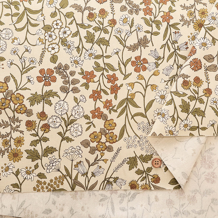 Cotton Oxford Fabric - Antique Flower 2 - nomura tailor