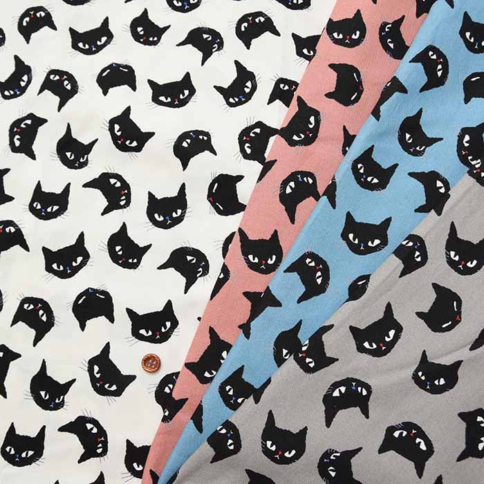 Cotton Ox Print Fabric Cat Face - nomura tailor