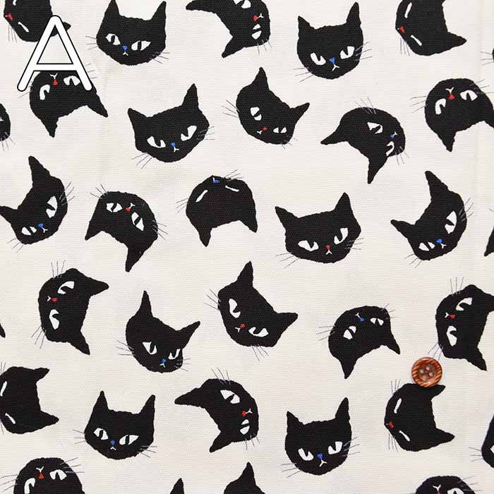 Cotton Ox Print Fabric Cat Face - nomura tailor