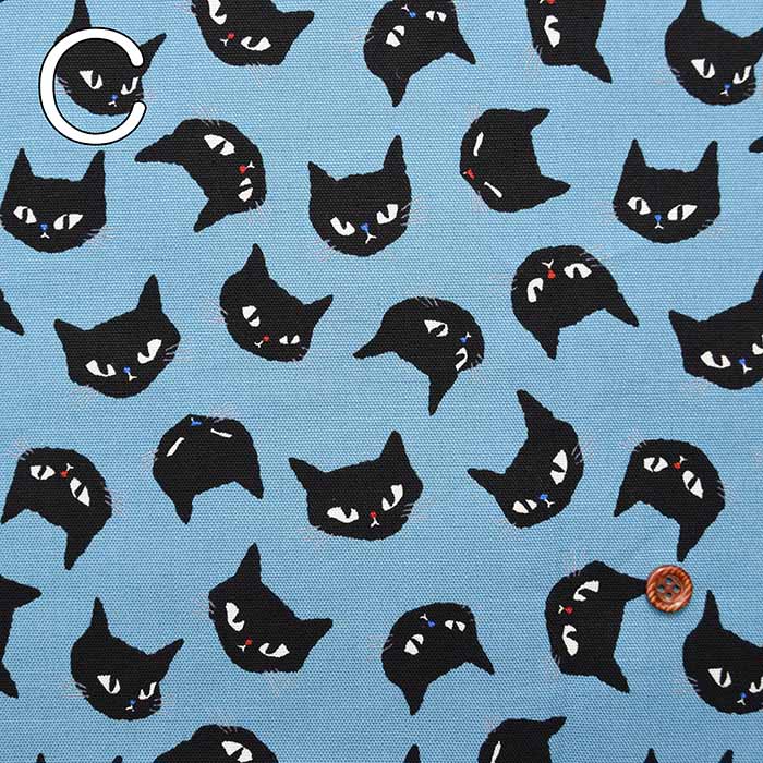 Cotton Ox Print Fabric Cat Face - nomura tailor