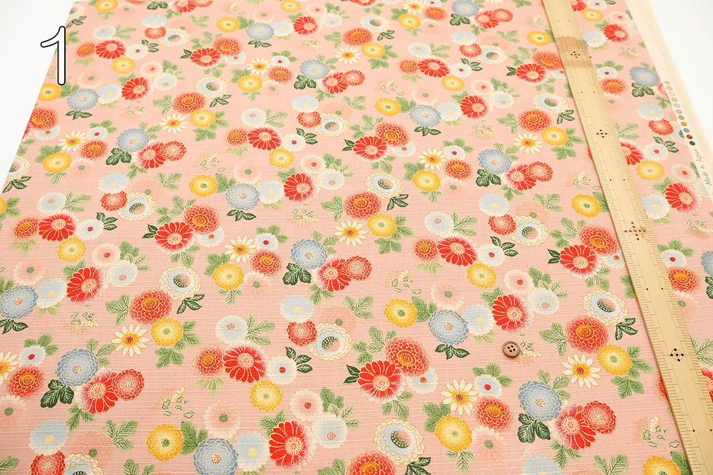 Cotton Shantung Printed Fabric - Small Chrysanthemum - nomura tailor