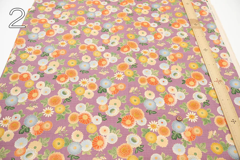 Cotton Shantung Printed Fabric - Small Chrysanthemum - nomura tailor