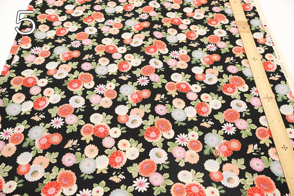 Cotton Shantung Printed Fabric - Small Chrysanthemum - nomura tailor