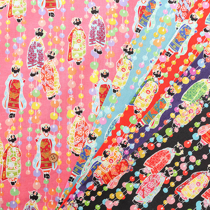 Cotton Sharting Printed Fabric - Local Folktale Maiko (Apprentice Geisha) - nomura tailor