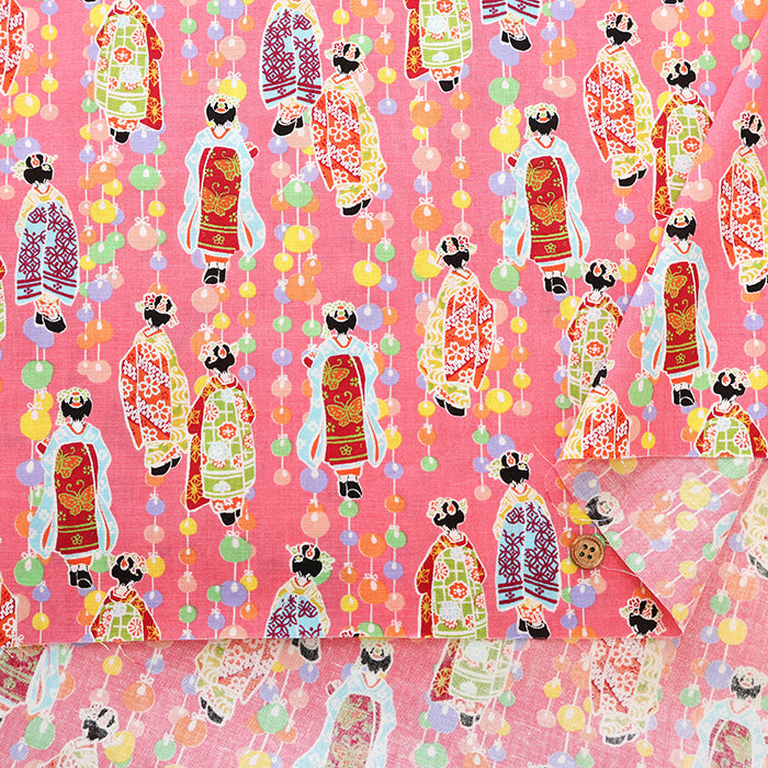 Cotton Sharting Printed Fabric - Local Folktale Maiko (Apprentice Geisha) - nomura tailor