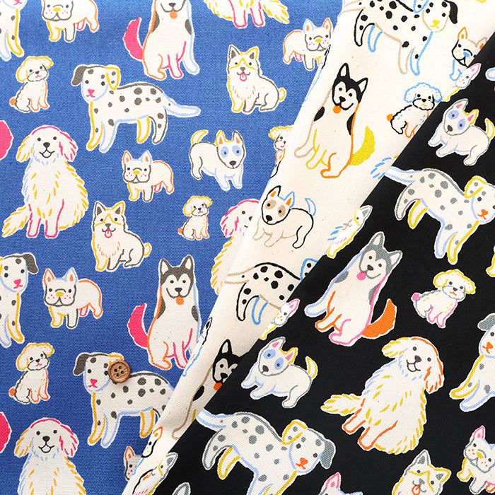 Cotton Oxford Printed Fabric - Dog Paradise - nomura tailor