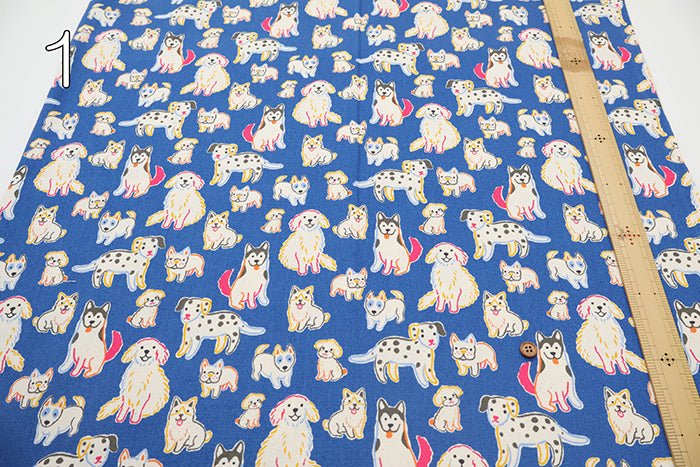 Cotton Oxford Printed Fabric - Dog Paradise - nomura tailor