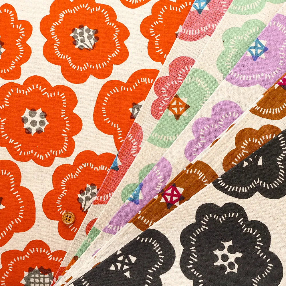 C/L Canvas Printed Fabric Flower Biscuit - nomura tailor