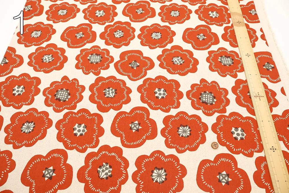 C/L Canvas Printed Fabric Flower Biscuit - nomura tailor