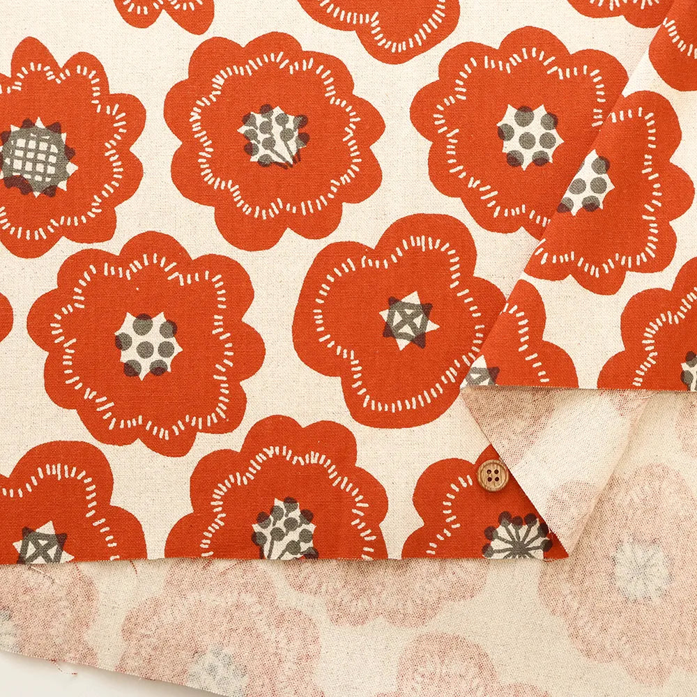 C/L Canvas Printed Fabric Flower Biscuit - nomura tailor