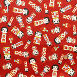 Cotton Sharting Printed Fabric - Kokeshi Dolls - nomura tailor