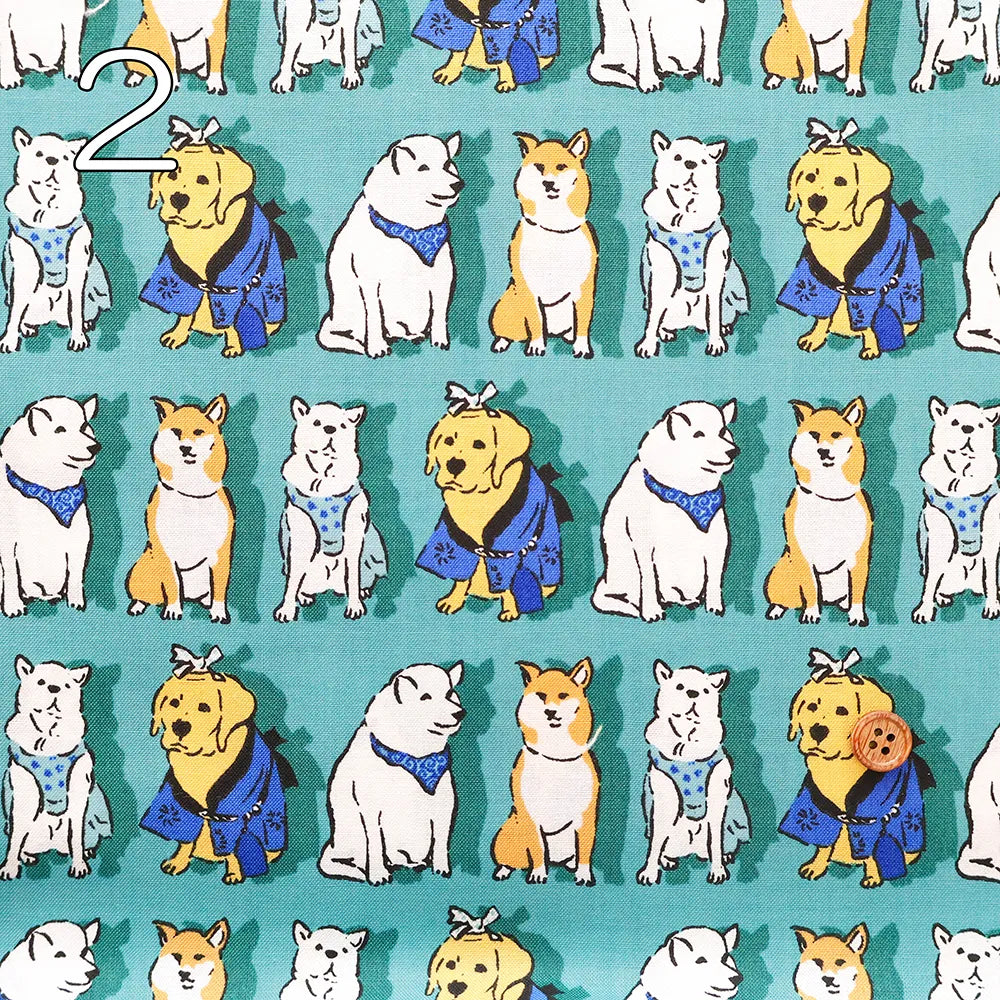 Cotton Sharting Printed Fabric 犬祭り - nomura tailor