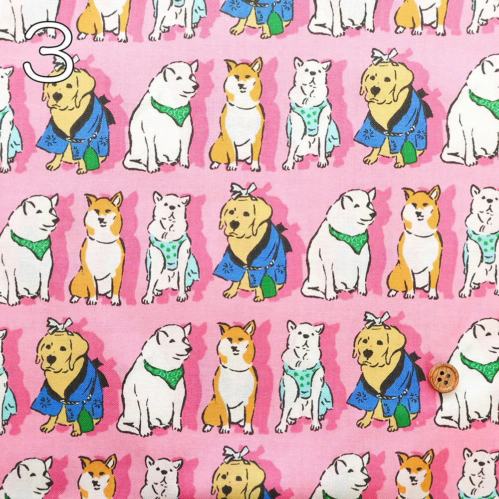 Cotton Sharting Printed Fabric 犬祭り - nomura tailor