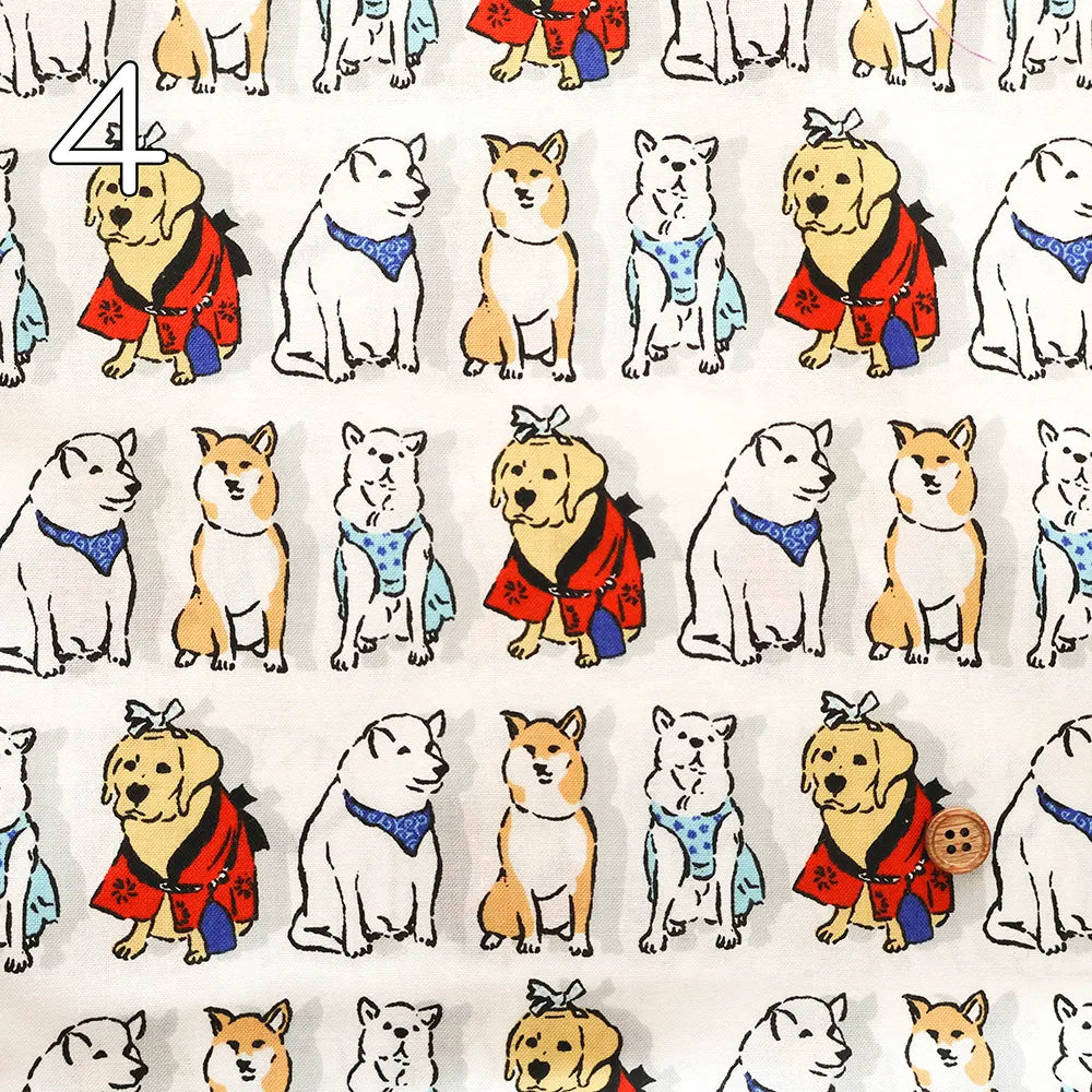 Cotton Sharting Printed Fabric 犬祭り - nomura tailor