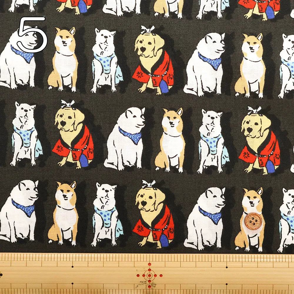 Cotton Sharting Printed Fabric 犬祭り - nomura tailor