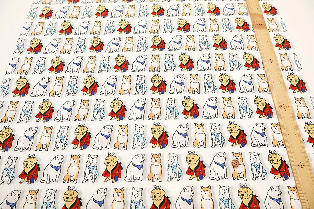 Cotton Sharting Printed Fabric 犬祭り - nomura tailor