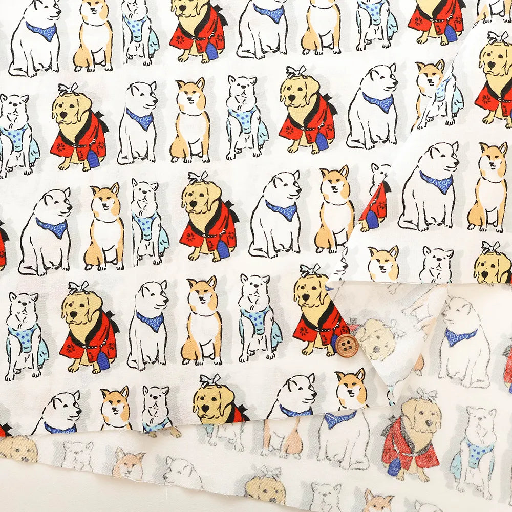 Cotton Sharting Printed Fabric 犬祭り - nomura tailor