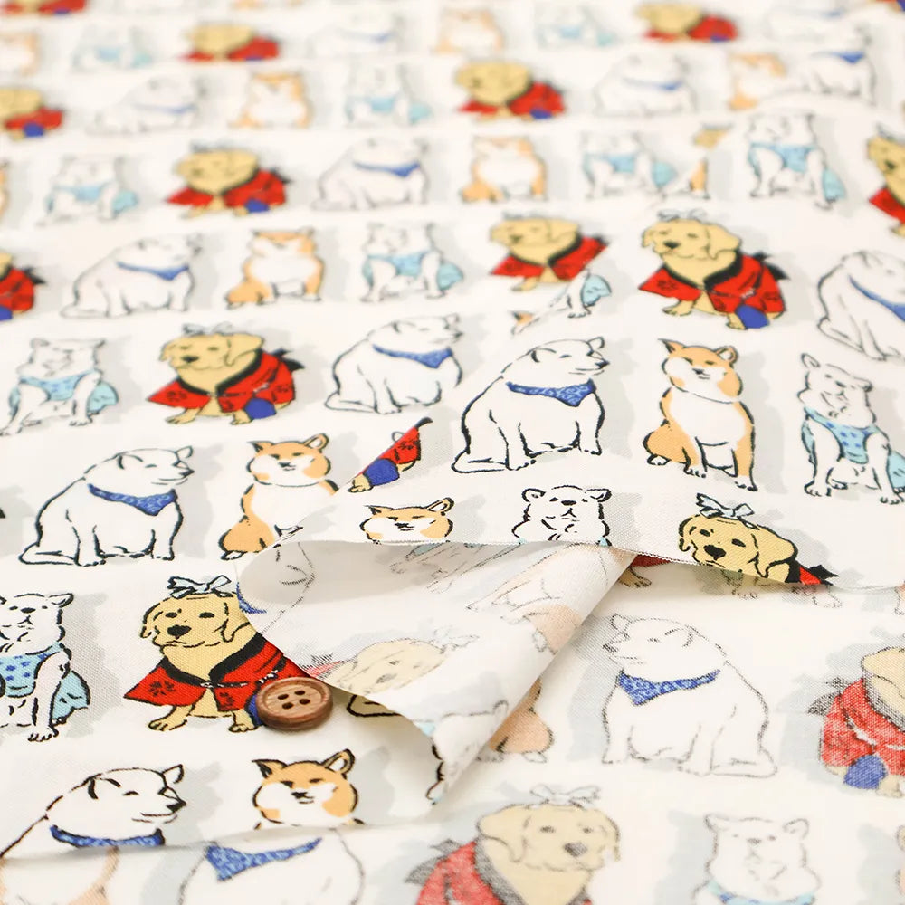 Cotton Sharting Printed Fabric 犬祭り - nomura tailor