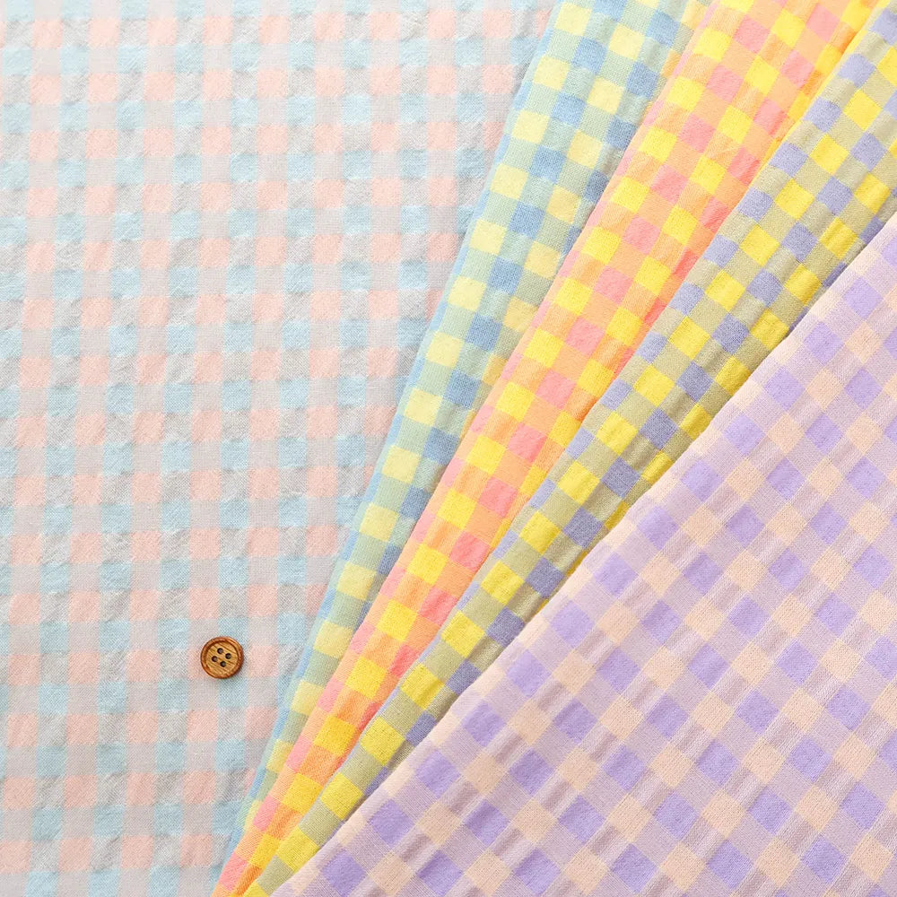 Made in China T/C Seersucker Printed Fabric - Fairy Check (Large) - nomura tailor